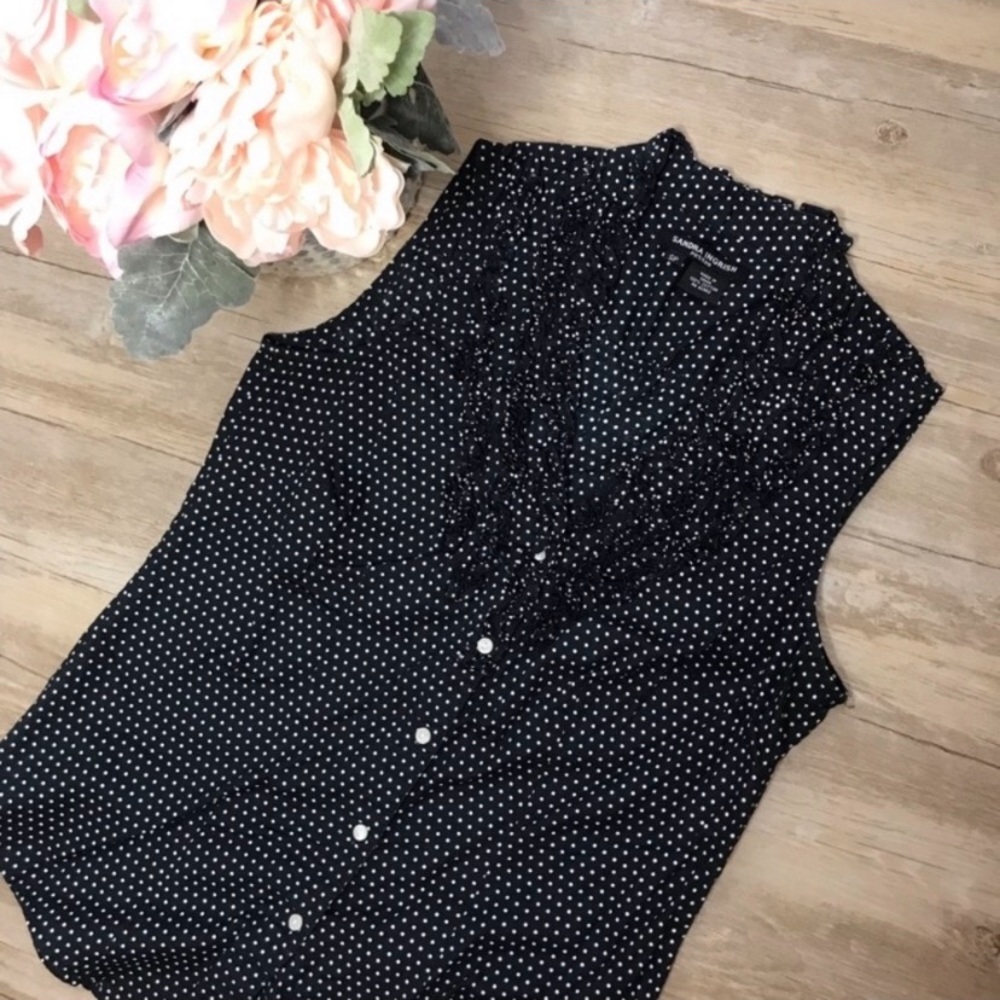 Sandra Ingrish Polka Dot Ruffle Top